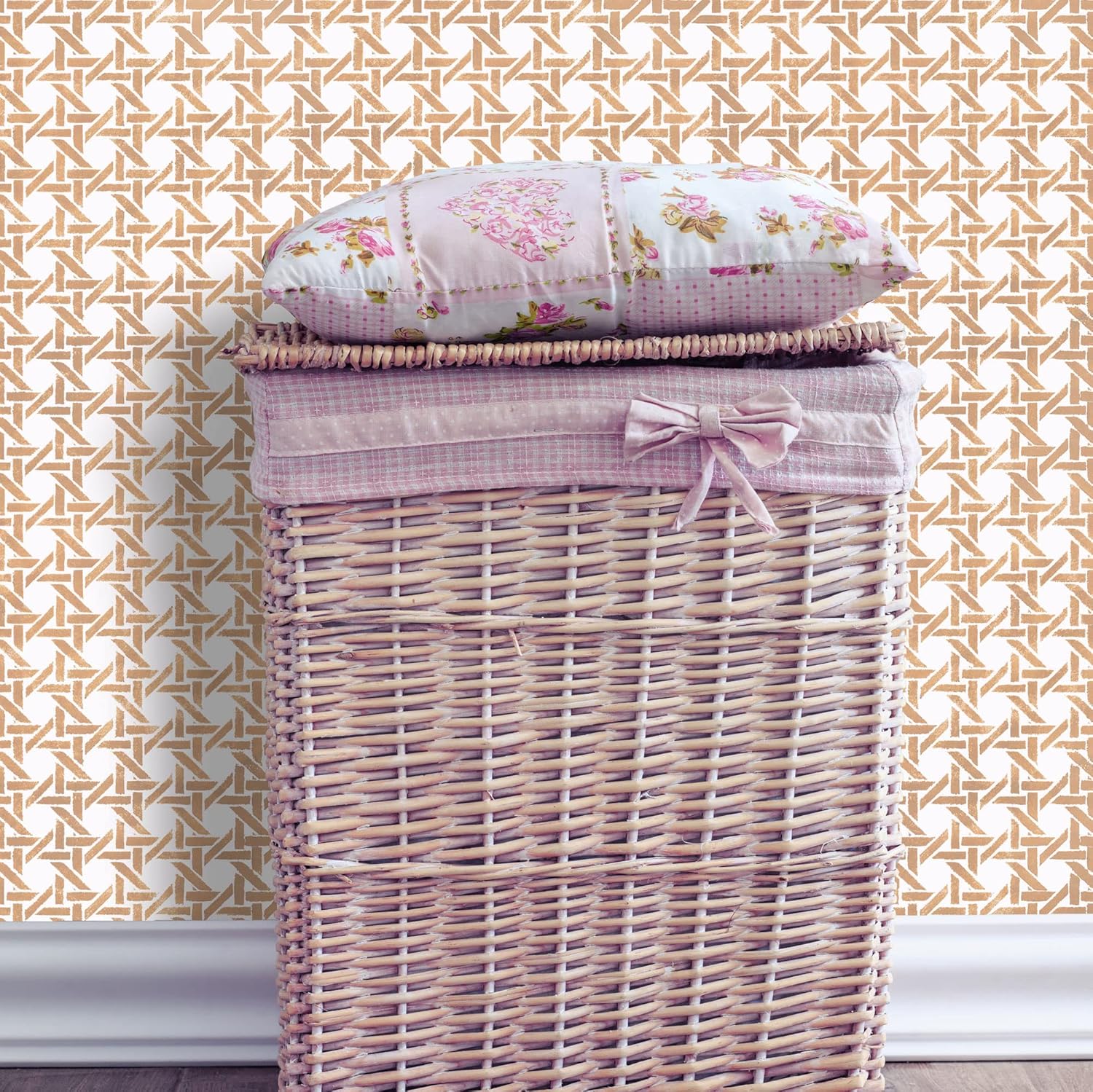 Caned Lattice Wall Stencil SKU #3477 by Designer Stencils