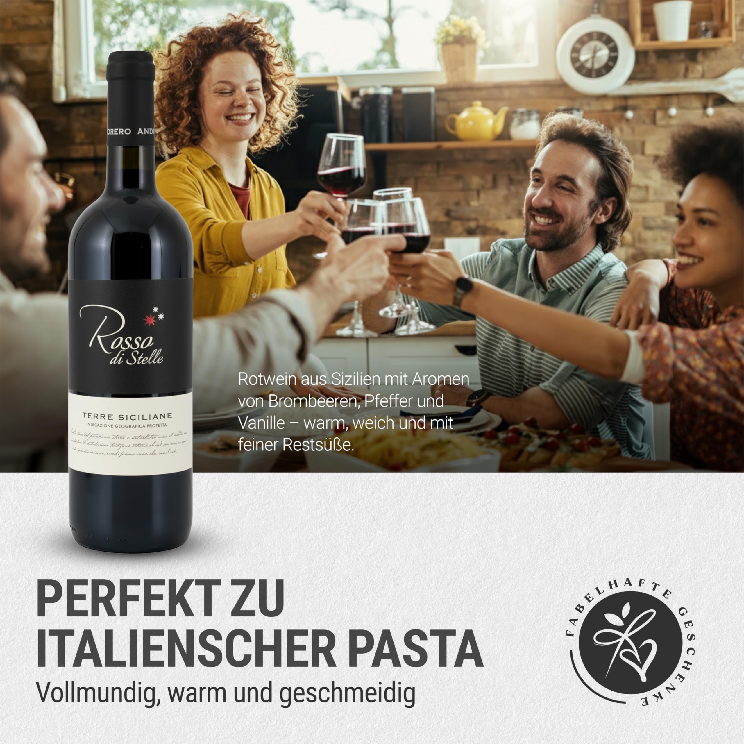 Danke-Präsentkorb Italia gefüllt mit Rotwein & italienischen Delikatessen Geschenkkorb
