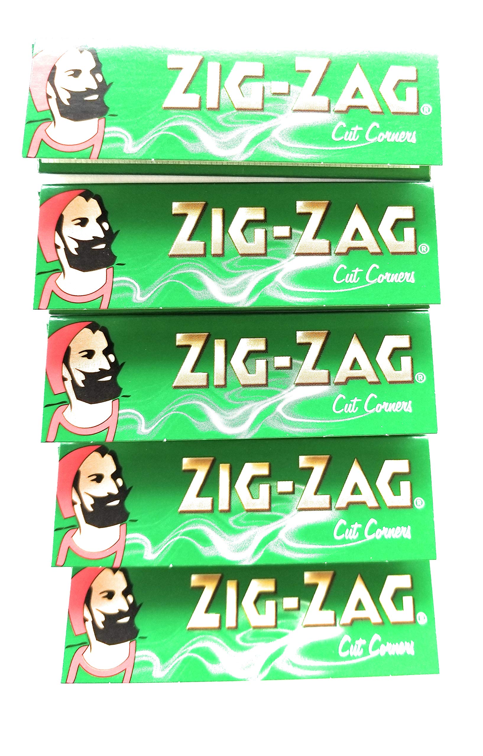 5 Packets Zig Zag Green (Cut Corners) Cigarette - Tobacco Rolling papers