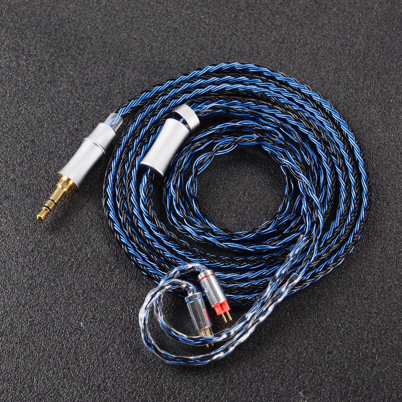 Cable de auriculares mejorado, cable de monitor intraural, cables IEM chapados en plata de 16 núcleos para KZ AS10 ZS10 ZST TRN V80, etc., funciona en audiófilo músico (0,78 mm-2 pines, 1,5 m