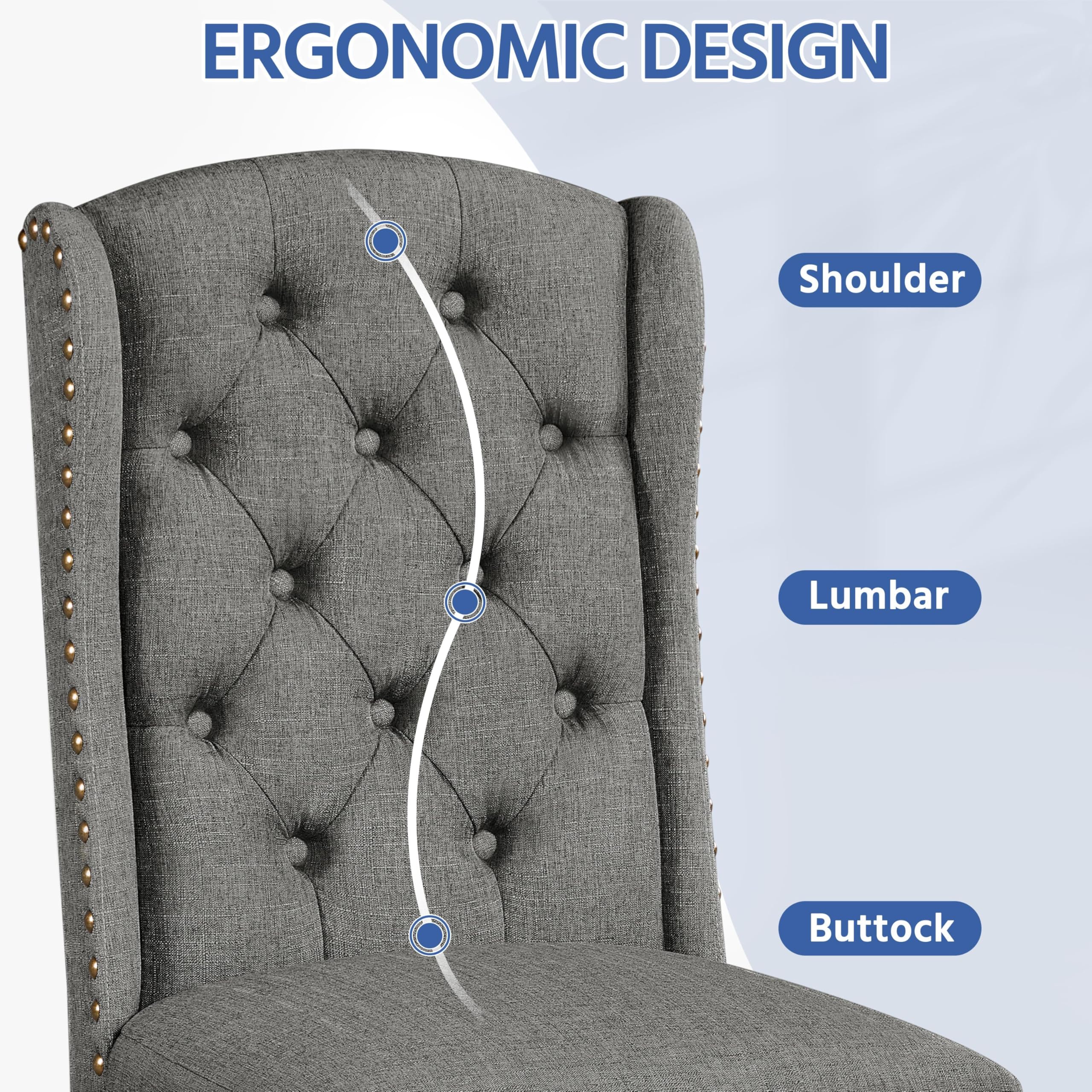 Yaheetech set van 4 eetkamerstoelen, gestoffeerde stoelen, moderne keukenstoel, comfortabele gestoffeerde stoel, belastbaar tot 136 kg, voor eetkamer/keuken/woonkamer, kaki