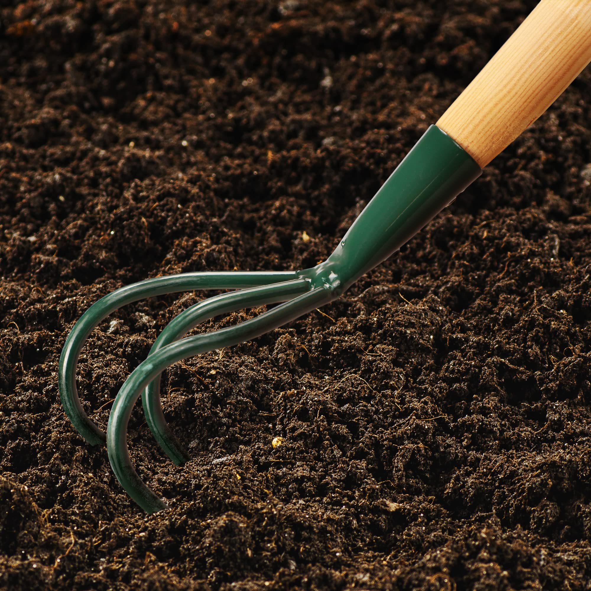 KADAX Cultivateur de désherbage ŕ 3 Dents - Crampons de Mauvaises Herbes - Petite Griffe de Fleur avec Manche - Accessoires de Jardin en métal - houe de Jardin pour desserrer Le Sol (Vert)