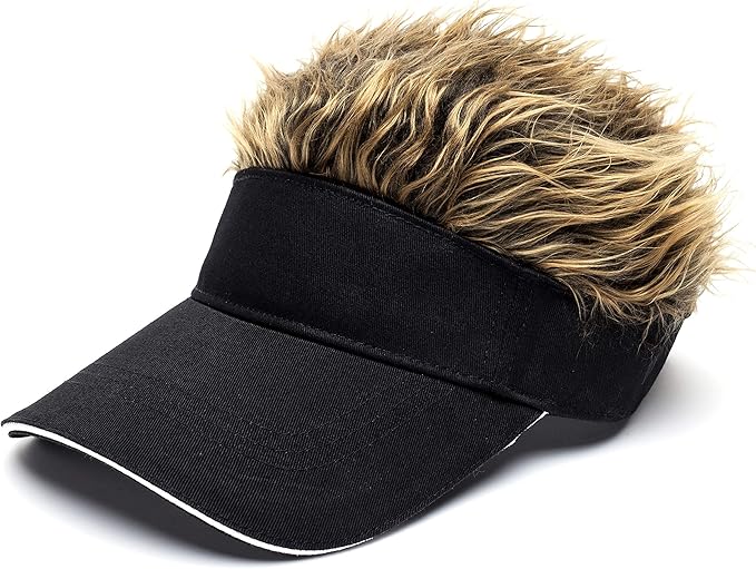 DURIKIKU Men's Novelty Hair Visors Spiked Funny Golf Hats Guy Fieri