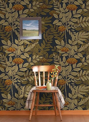 Miniatura 2 de Papel tapiz vintage bohemio para despegar y pegar, papel tapiz de hojas de papel de contacto marrónbeigenaranja, papel tapiz retro de 16.1 x 196.8