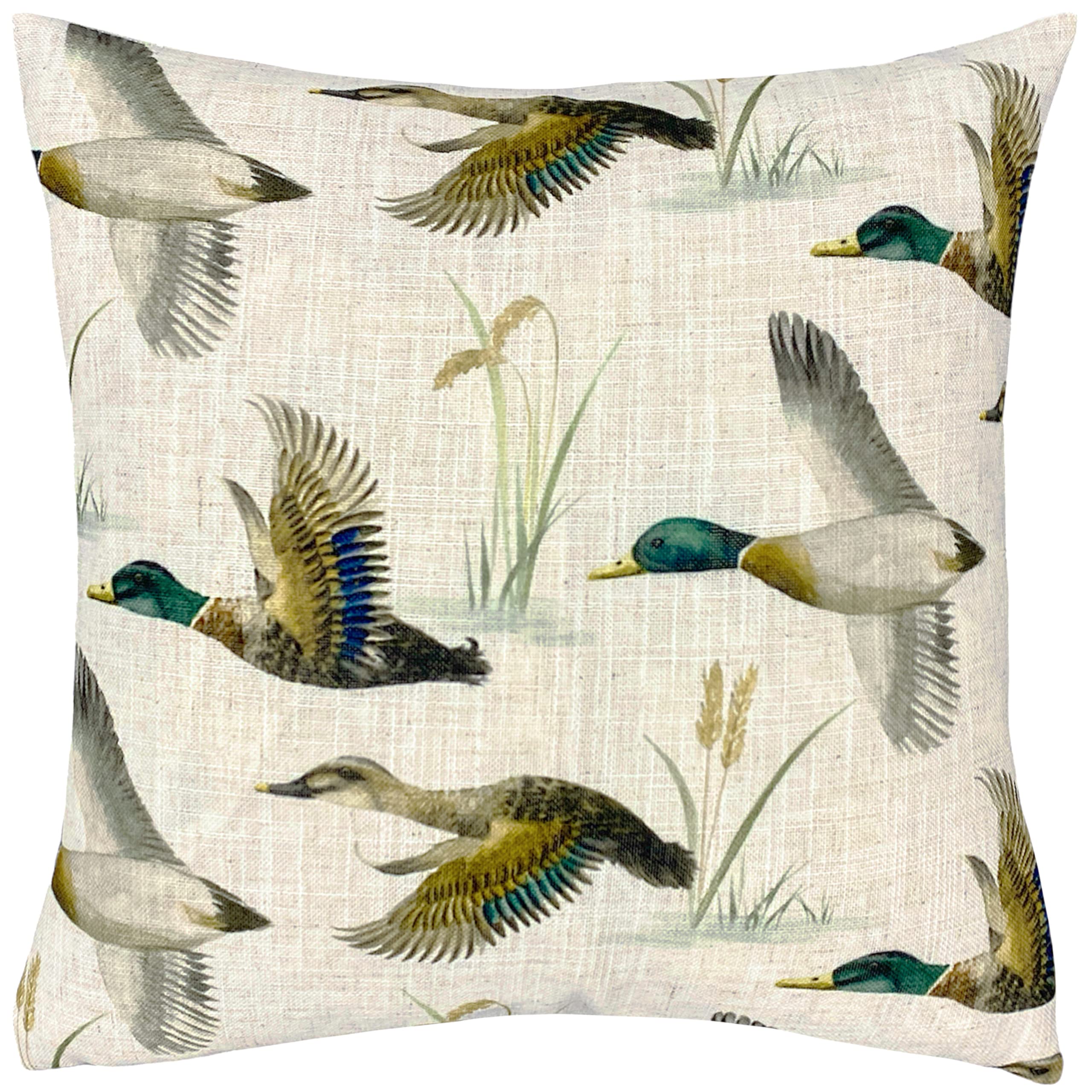 furn. Evans Lichfield Country Duck Pond Feather Filled Cushion, Polyester, Linen, Multi