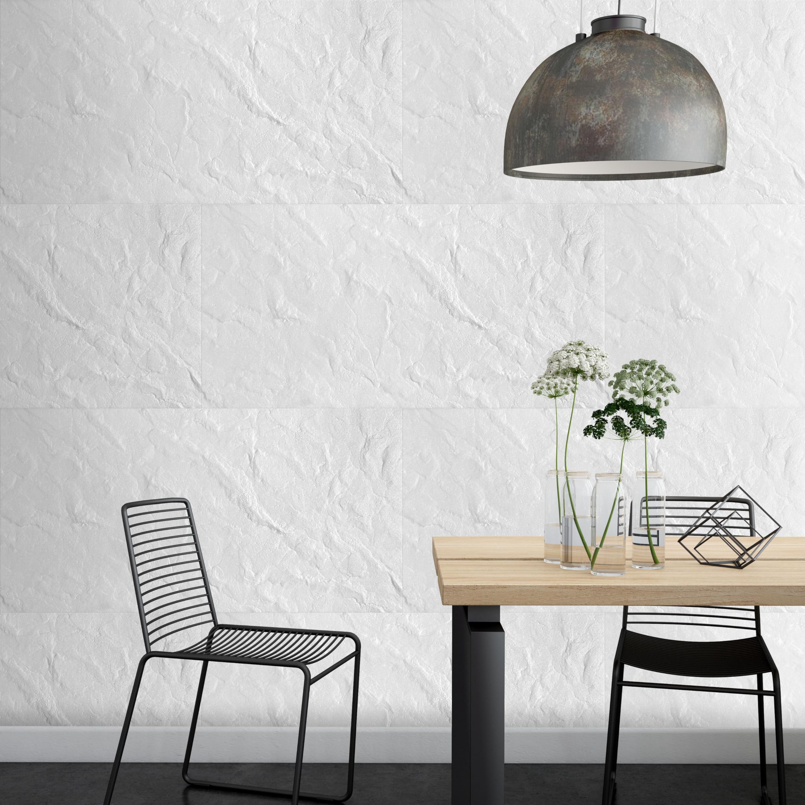 Deccart - Panele ścienne 100x50 cm - Panele ścienne - Panele - Okładziny ścienne wewnętrzne, okładziny sufitowe, Panel styropianowy, imitacja kamienia - Biały blok skalny - 24 sztuki (12 m²)