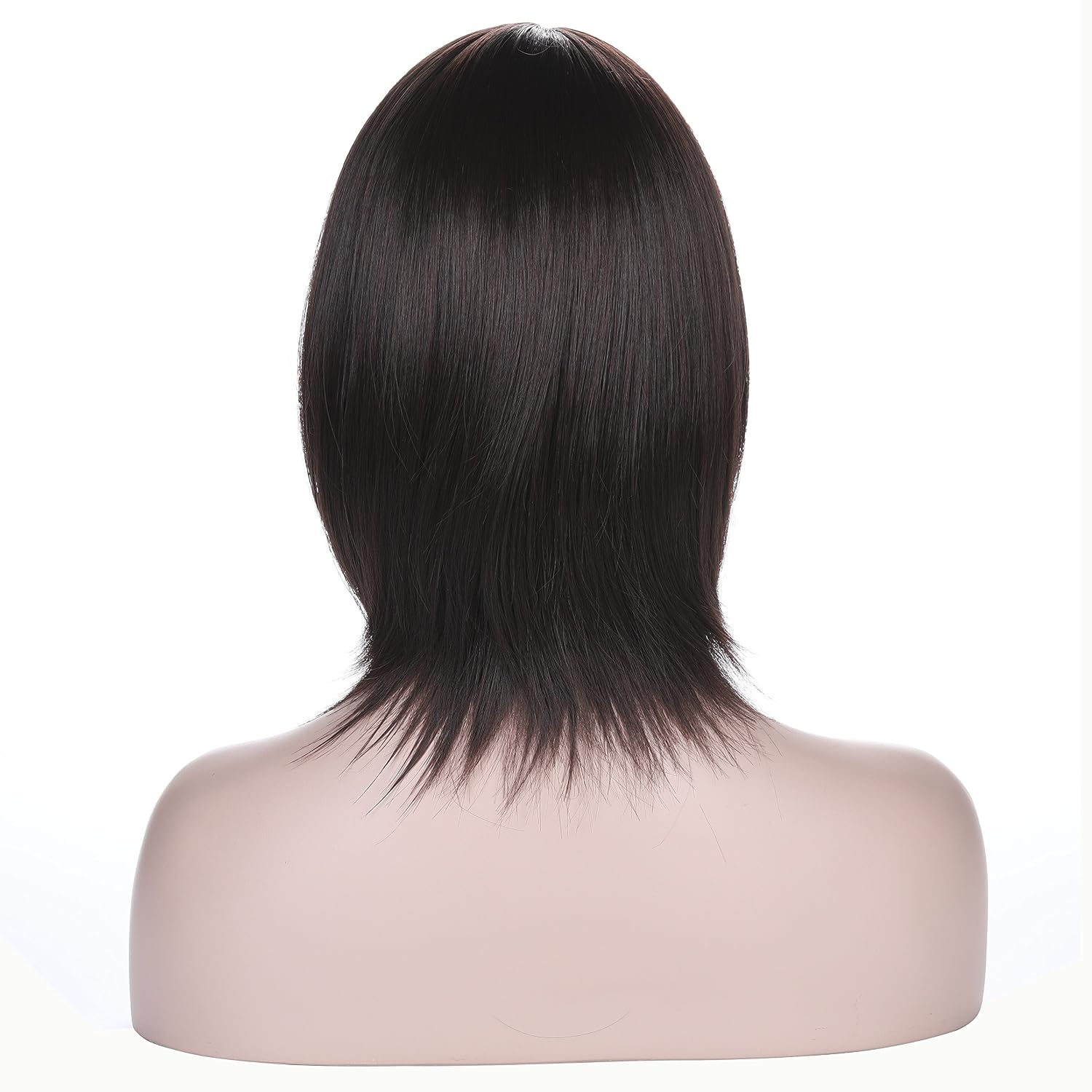 YOPO 14’’ Short Straight Brown Wig with Bangs Shoulder-Length Bob Synthetic Anime Cosplay Wigs for Women