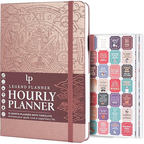 Legend Planner Hourly Schedule – Weekly &amp; Daily Organizer with Time Slots. Appointment Book Journal for Work, Undated, A5 (Rose Gold)
