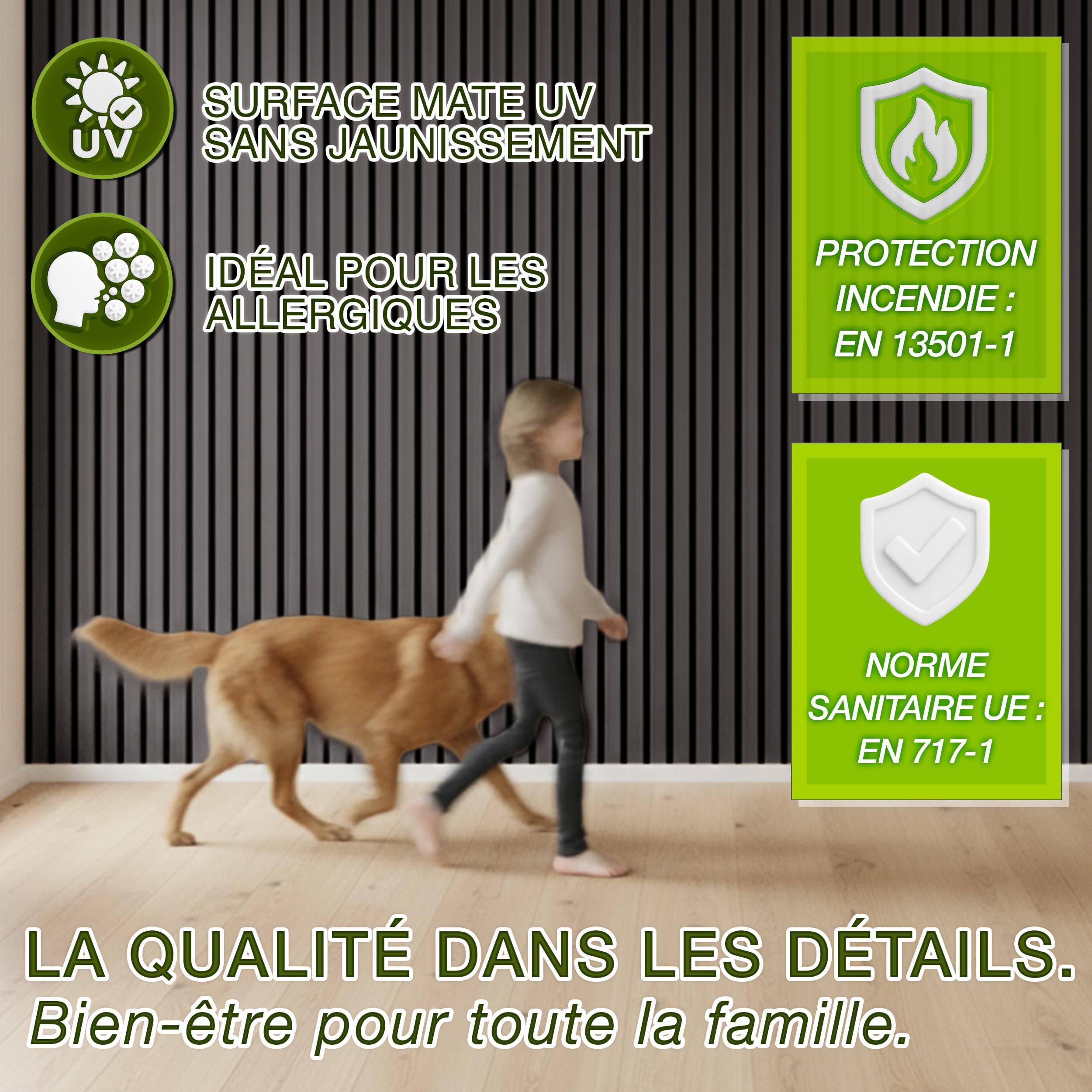 TRESKO Lot de 4 panneaux acoustiques en bois - 120 x 60 cm - Avec 8 crochets à vêtements - Revêtement mural en chêne clair comme mur à lamelles 3D - Panneaux en bois pour isolation acoustique