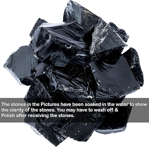 Miniatura 4 de Crocon Piedra natural áspera de obsidiana negra de 1 libra, piedra cruda, pulido, minería, equilibrio de chakras, reiki, curación, buena suerte,