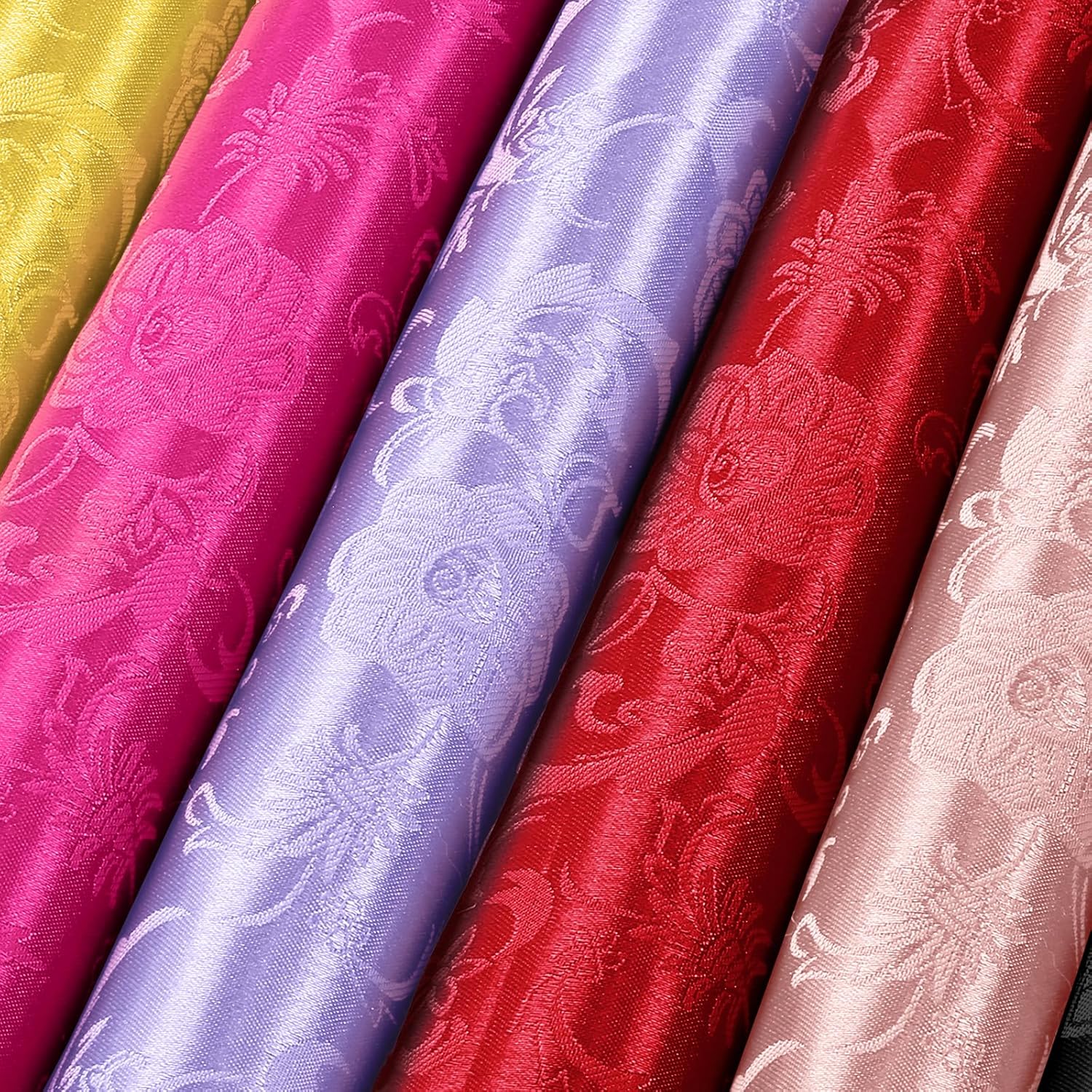 KKJIAF White Satin Jacquard Fabric - 10 Yard, 60 Inch Wide Shiny Sunflower Pattern Silky Brocade for Tablecloth, Table Runner, Napkins, Dress, Bedding Sheet, DIY Crafts