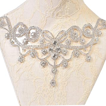 Sparkling Rhinestone Applique Drop Charm Crystal Sweet Heart Appliques for Wedding Dresses Bridal Belt Decor
