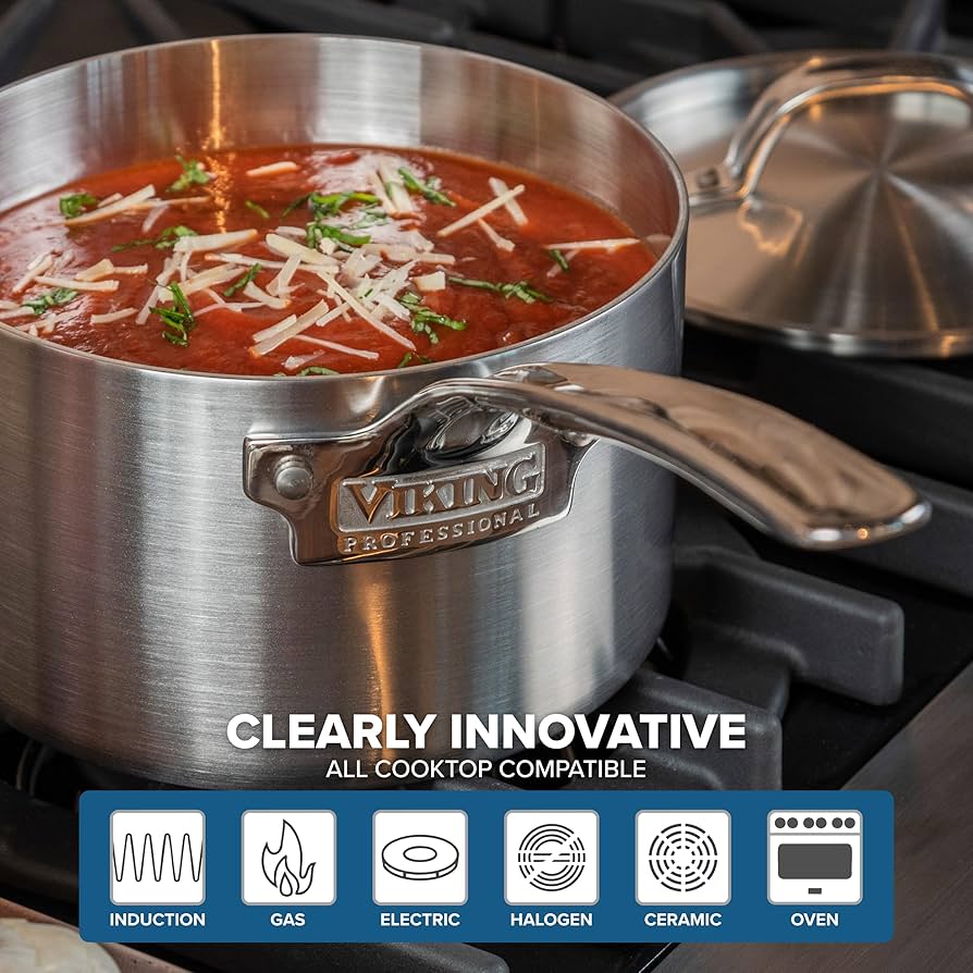 Amazon | バイキング 専門 5 層 鍋 、 3 クォート、 シルバー します