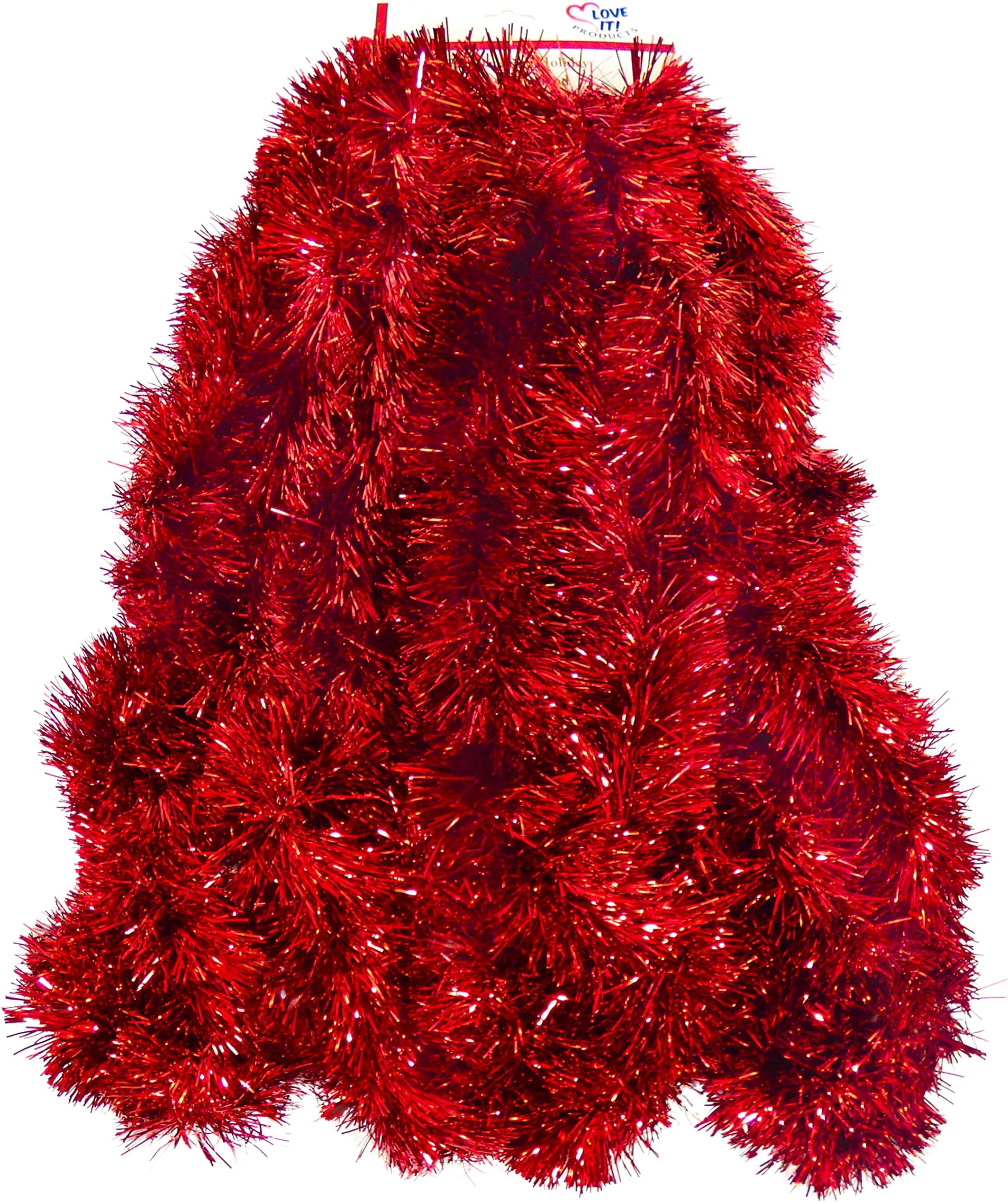 Tinsel Garland 25 ft, Perfect for Holiday, Memorial Day, 4th of July, Christmas, New Year's Eve Celebration, Wedding, Birthdays, Festivities, Special Events, Decorative Accents-1 Red, 25 ft. Long