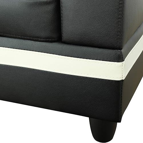 Miniatura 26 de Sofá modular contemporáneo con diván y otomana de almacenamiento, 3 piezas en forma de L, tapicería de piel sintética, cojines de espuma Jengibre