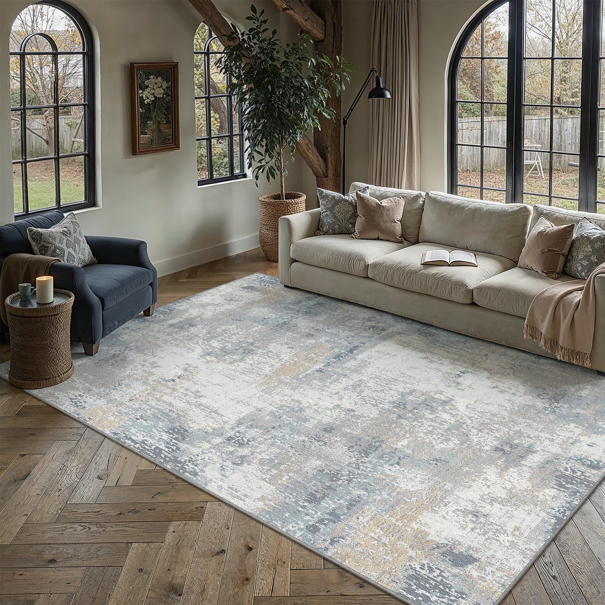 PureCozy Rugs Living Room 160x230cm Blue Washable Area Rug