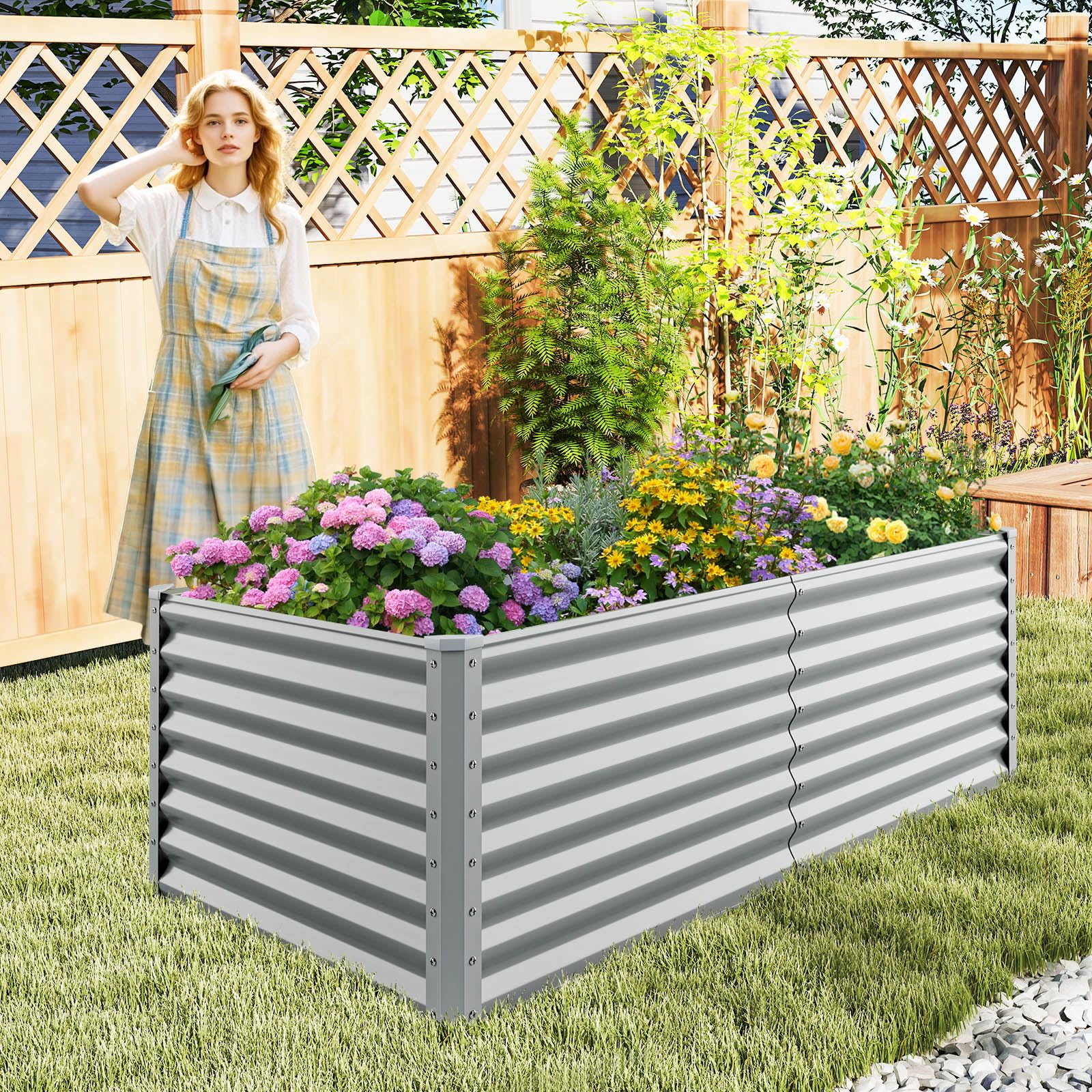 GIANTEX Raised Garden Bed - 6x3ft Metal Planter -2