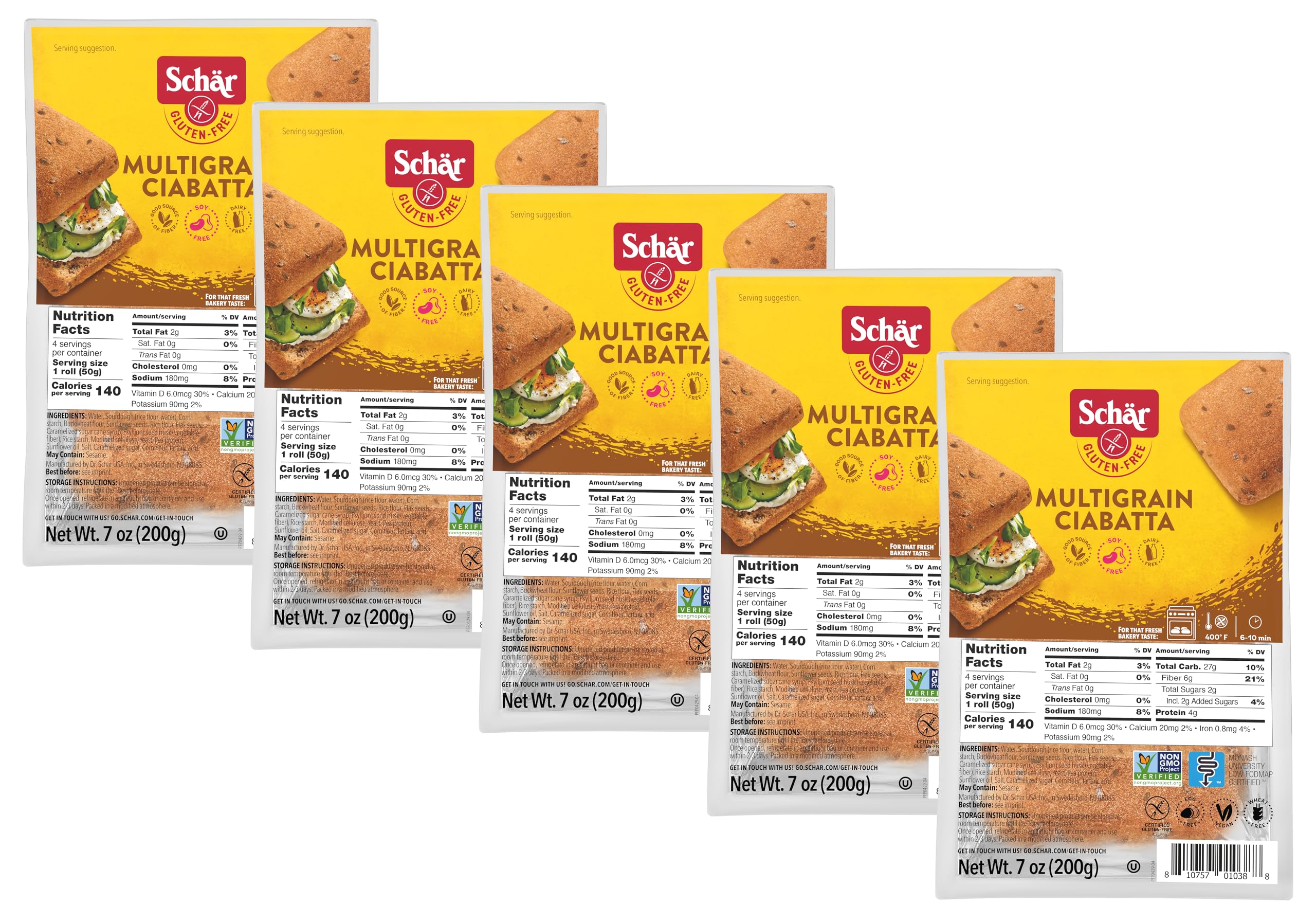 Schar Multigrain Ciabatta Bread by Schär – 7 Ounce (Pack of 5)