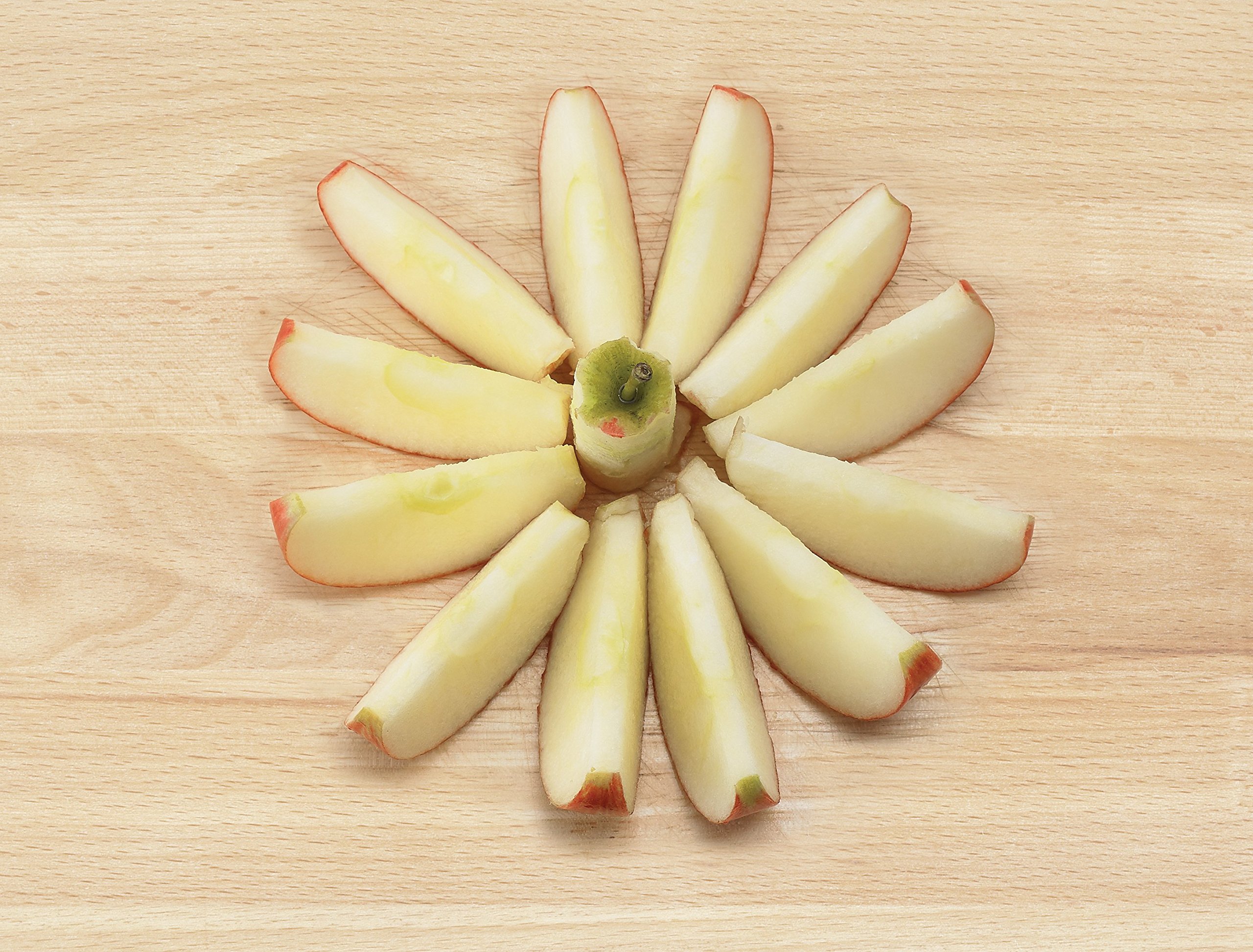 Mrs. Anderson's Back-Apfel- und Kartoffelschäler, Entkerner und Schneider mit Saugfuß, rot 12-teiliger Apfelentkerner Cuts 12 Thin Wedges Antihaftbeschichteter Edelstahl.