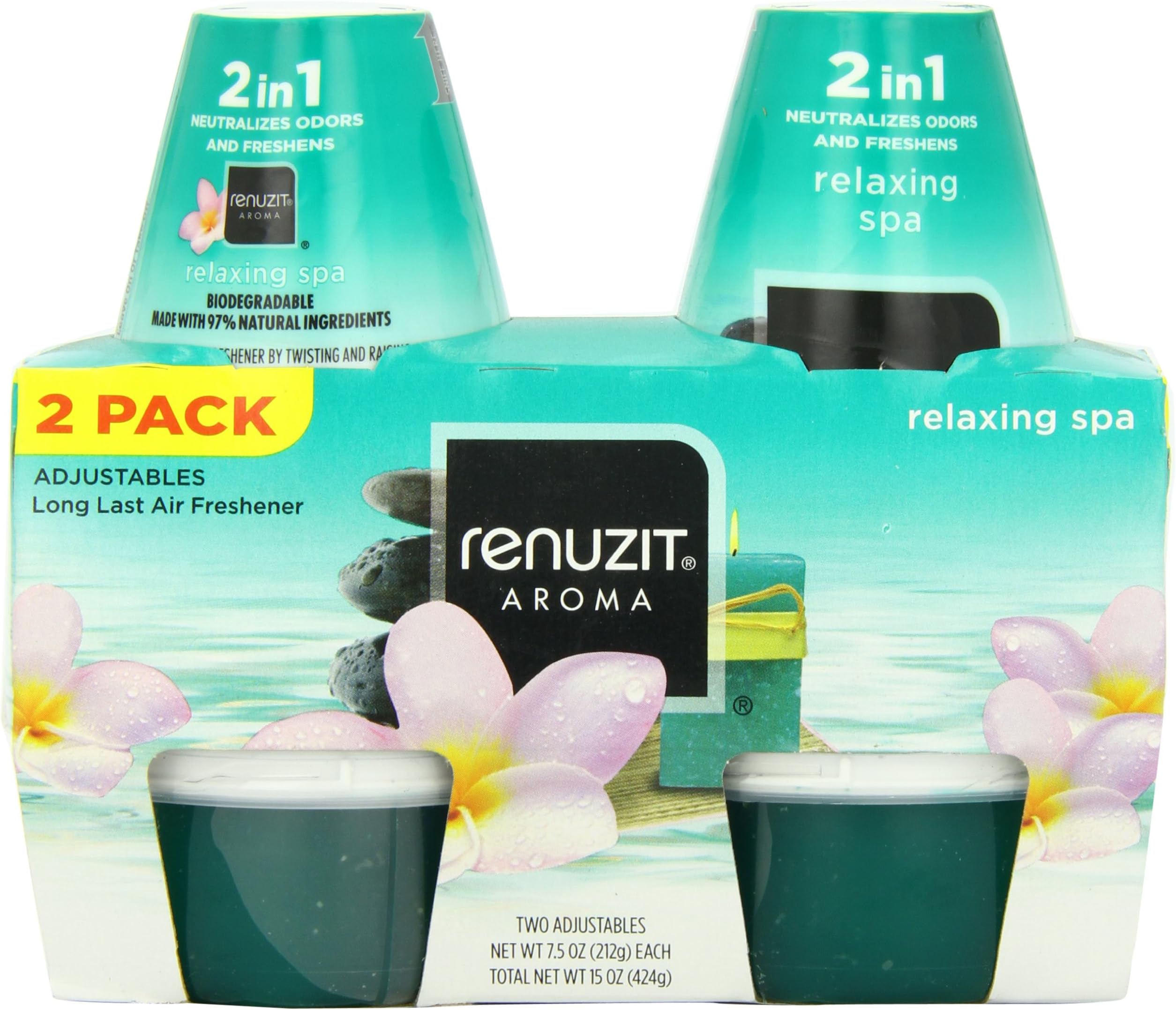 Renuzit Adjustables Air Freshener, Relaxing Spa, 2 Count, 7.5 Ounce