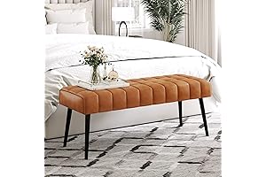 LUE BONA Faux Leather Tufted Upholstered Bedroom Bench