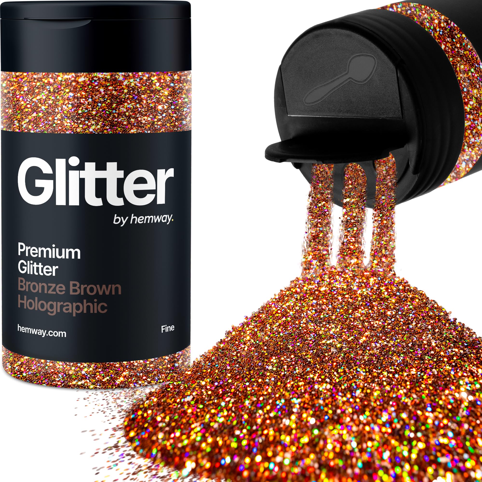 Holographic Bronze Brown Glitter Shaker, 130g Fine Glitter, Crafts 1/64" Metallic Flake Bronze Brown Sequins