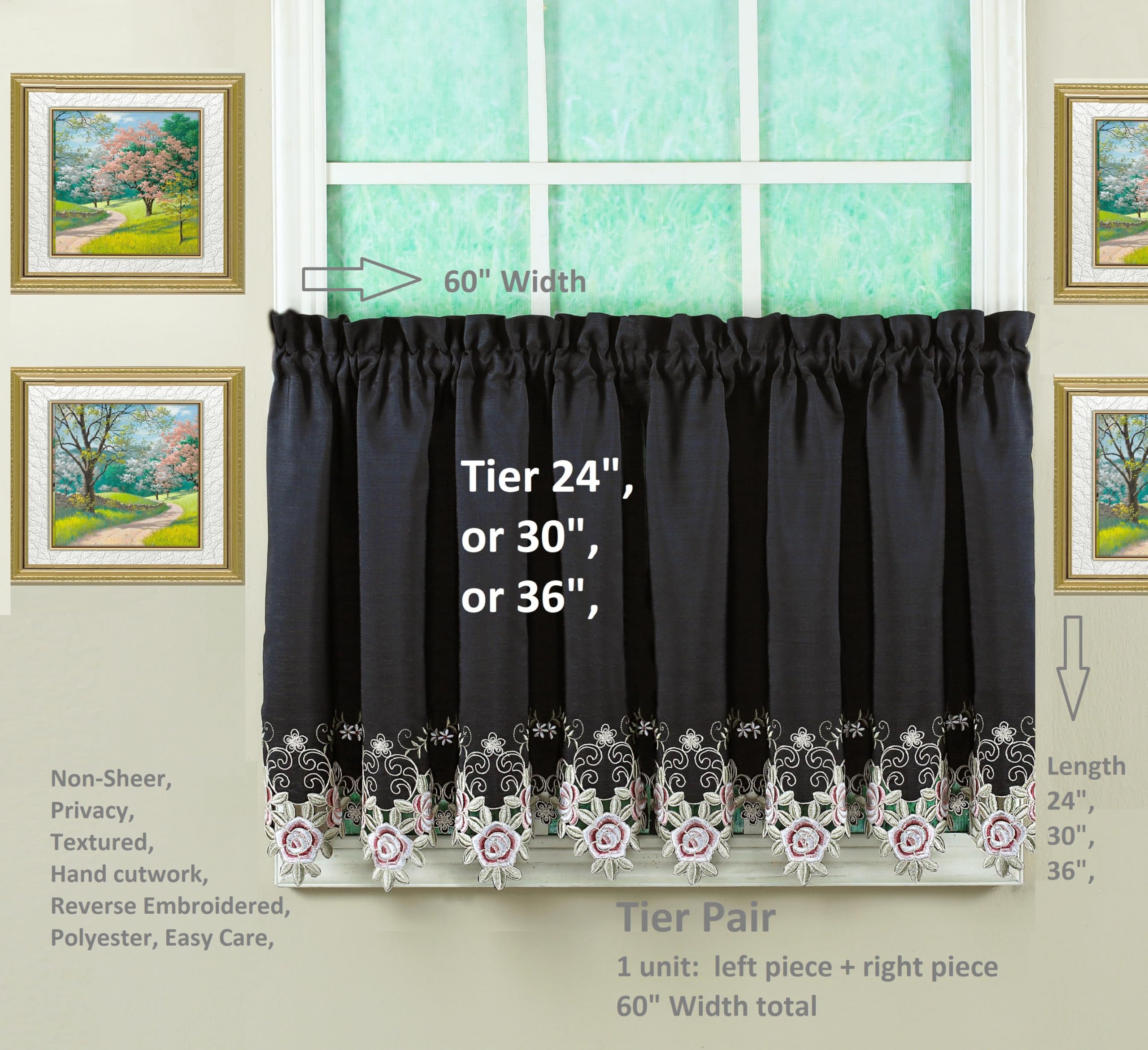 Amazon｜Today's Curtain Verona リバース刺繍層 24インチ ブラック