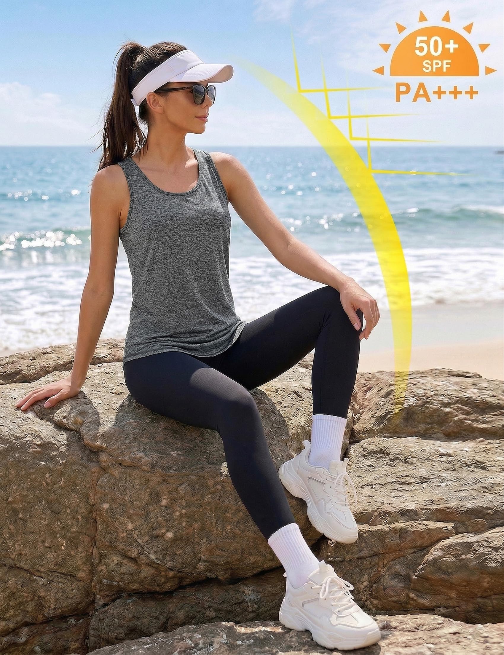 Wayleb Camiseta sin Mangas de Fitness para Mujer Espalda de Malla Chaleco Deportivo para Mujer Deportivo Yoga Tops Camisetas Tirantes para Correr — view 5