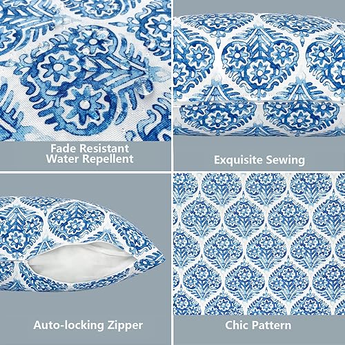 Miniatura 6 de LVTXIII Juego de 2 fundas de almohada para exteriores de 20 x 20 pulgadas, solo las fundas modernas y cuadradas decorativas con bonito patrón para