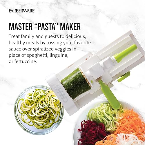 Miniatura 6 de Farberware Profesional plegable frutas y verduras Spiralizer Slicer Easy Store Fold And Lock con 4 cuchillas y organizador de almacenamiento de