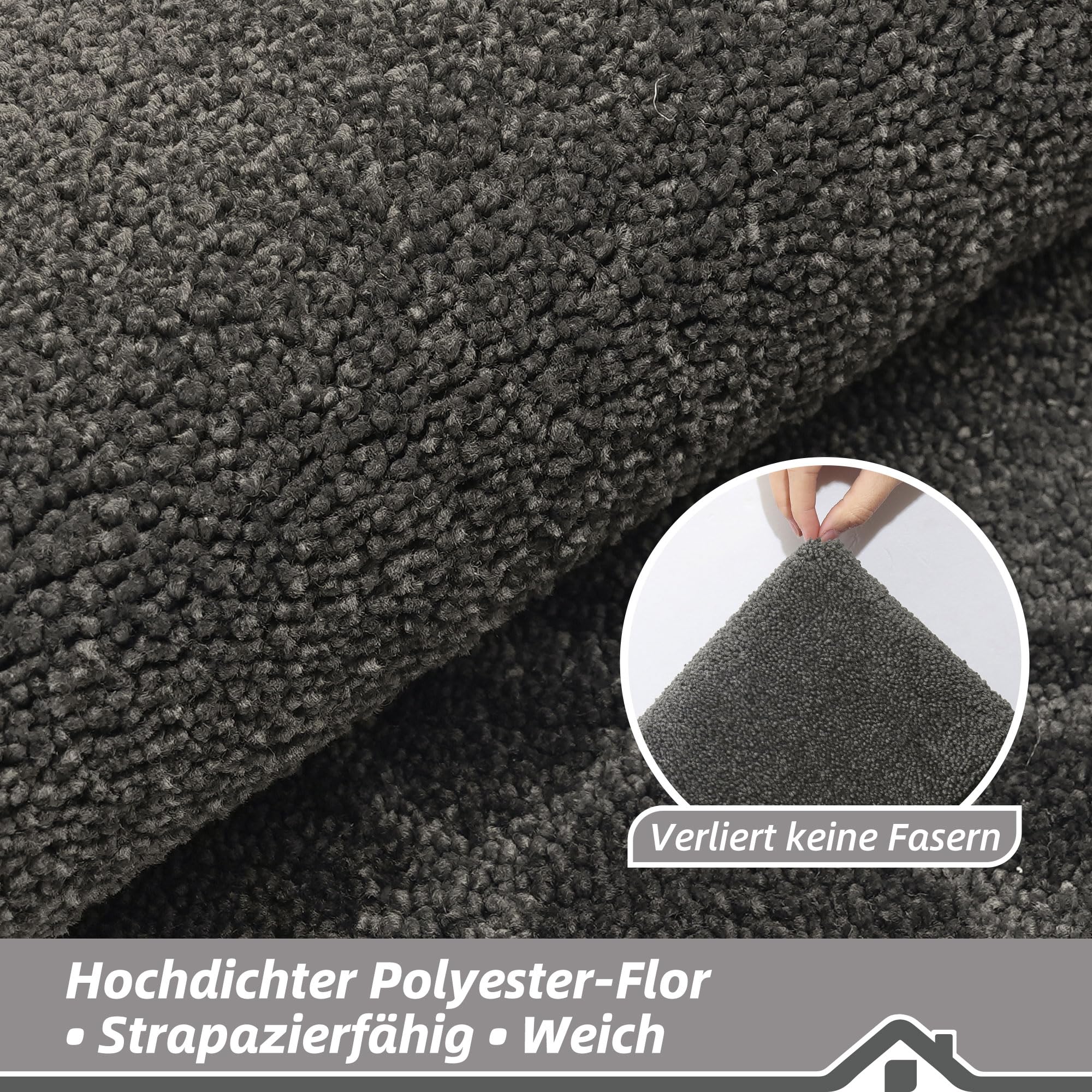 BEQHAUSE Schmutzfangmatte, TPR rutschfest, Polyester, Schwarz, 90x150cm