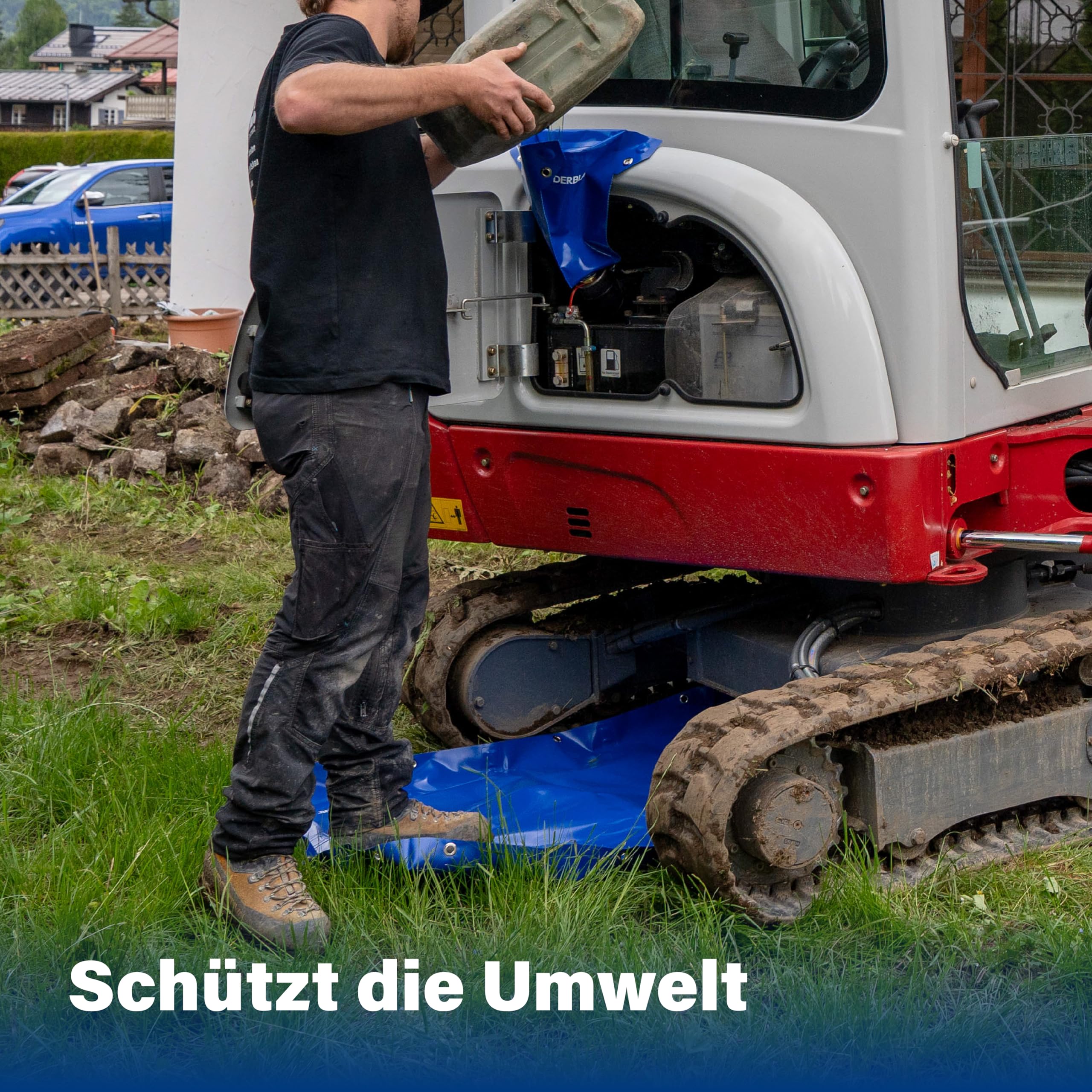 DerBlaue® Unterlegwanne – Faltbare Schutz- und Auffangwanne für SHK, Werkstatt & Baustelle, robuster Auslaufschutz für Schmutzwasser und Öl, Werkzeugablage & Umgebungsschutz (110 cm x 85 cm)