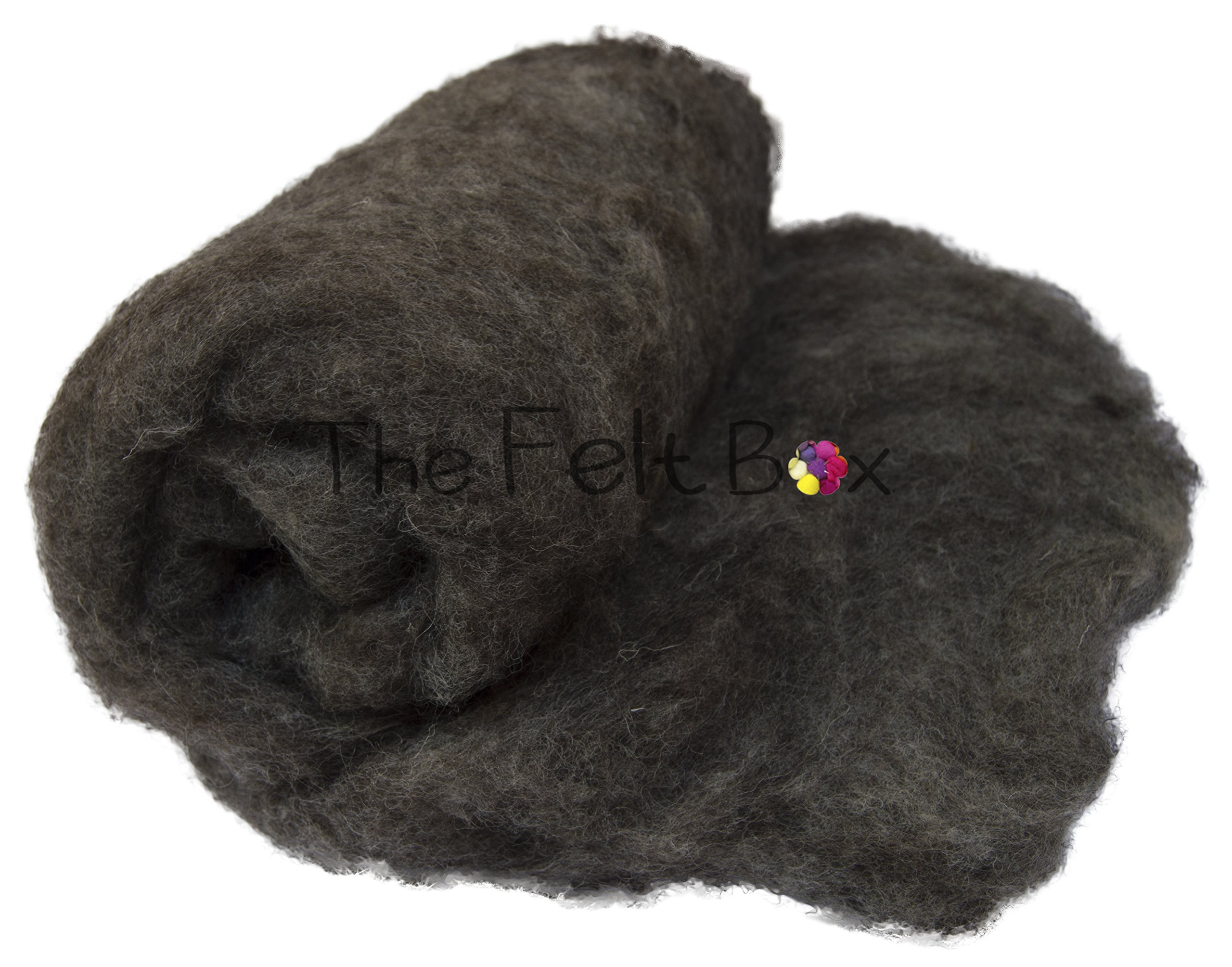 The Felt Box Brown Core Wool Needle Felting, Carded Batt, Wool Felt Natural Corriedale 200 Grams 7 Oz