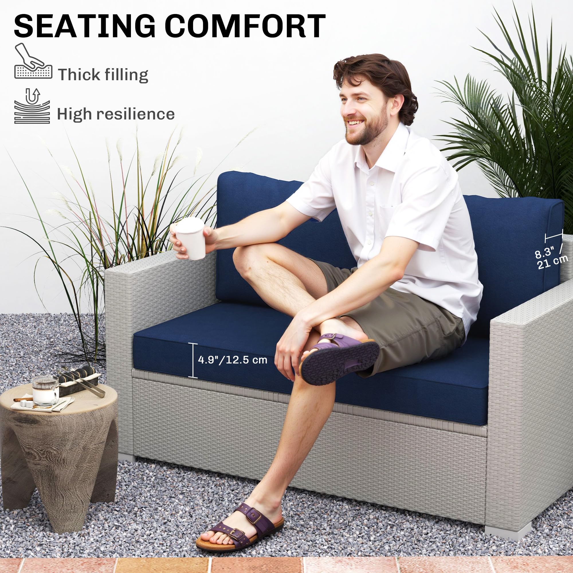 Amazon.com: Outsunny 2 Seat Patio Furniture Cushions, 46x26x5 in