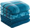 Erwin Müller Handtuch-Set 4er-Pack Petrol Größe 50x100 cm - Ludwigsburg - 100% Baumwolle - kuschelweich saugstark voluminös - praktisch durch beidseitige Schlaufen (weitere Farben)