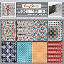 CrafTreat Mosaic Print Decoupage Paper for Art and Craft - I and II - 8 Pcs - Size A4 - Traditional Paper Packs for Kitchen