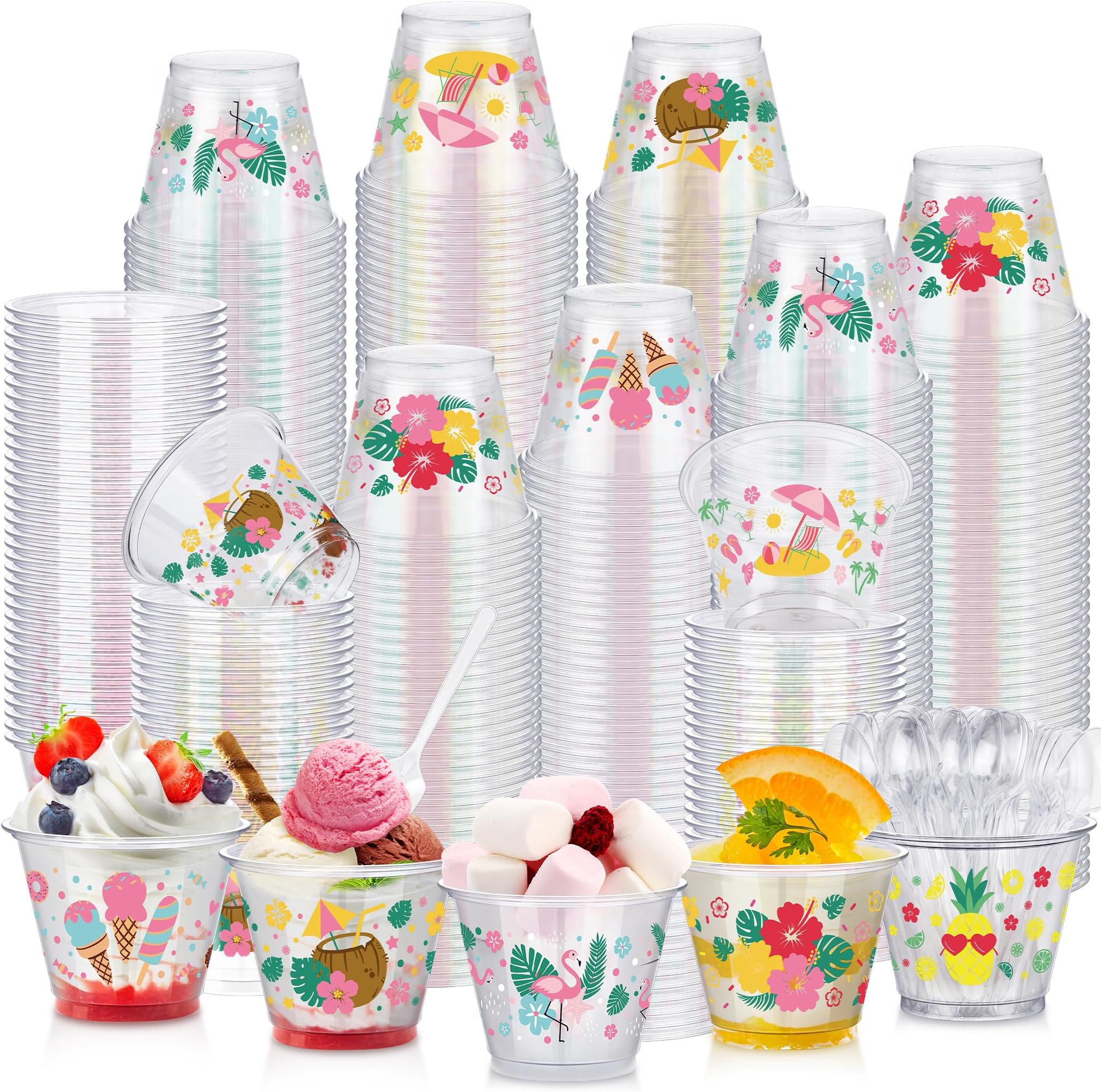Gerrii 100 Pcs Disposable Luau Cups Colorful Coconut Cups