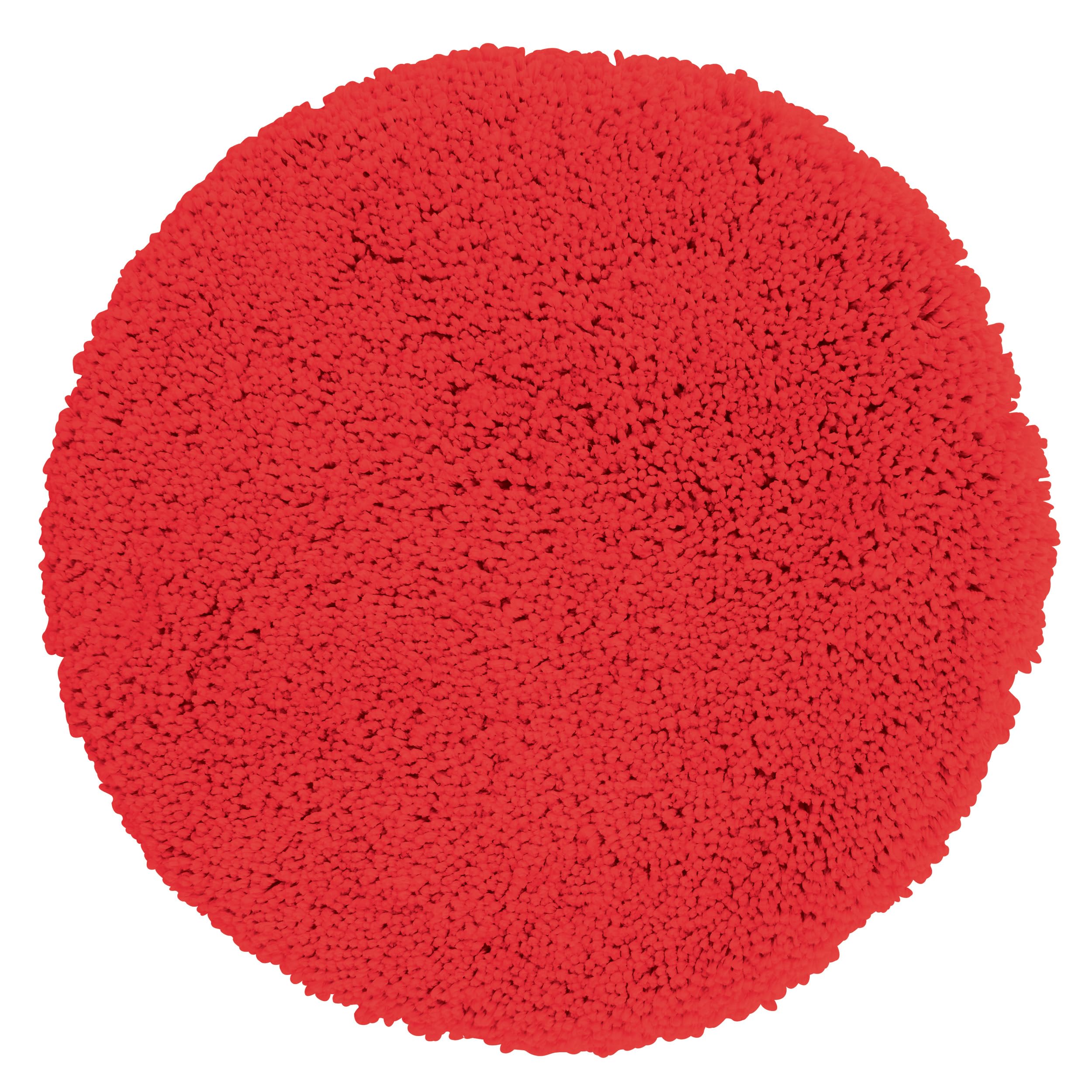 Spirella – Runde Mikrofaser-Badematte Highland – rutschfest, schnelltrocknend und waschbar – 100% strapazierfähiges und widerstandsfähiges Polyester – Rot – Ø 60 cm