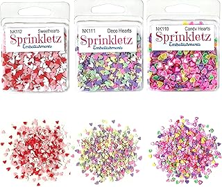Sprinkletz Hearts Bundle Tiny Polymer Clay Pieces for Crafts, Scrapbooks 1800 Pieces