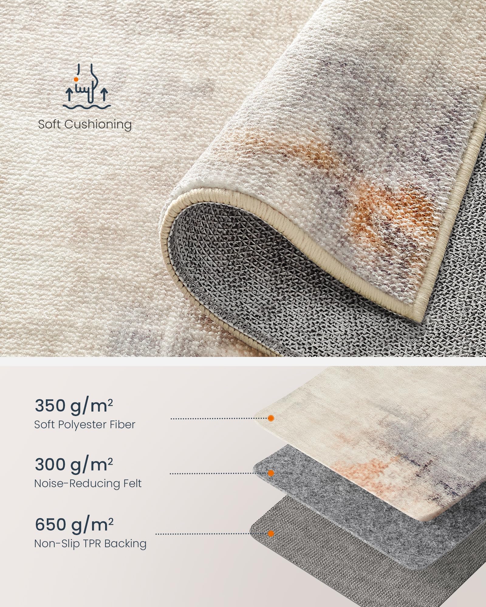 SONGMICS HOME Tapis Antidérapant De Style Abstrait Moderne, Pour