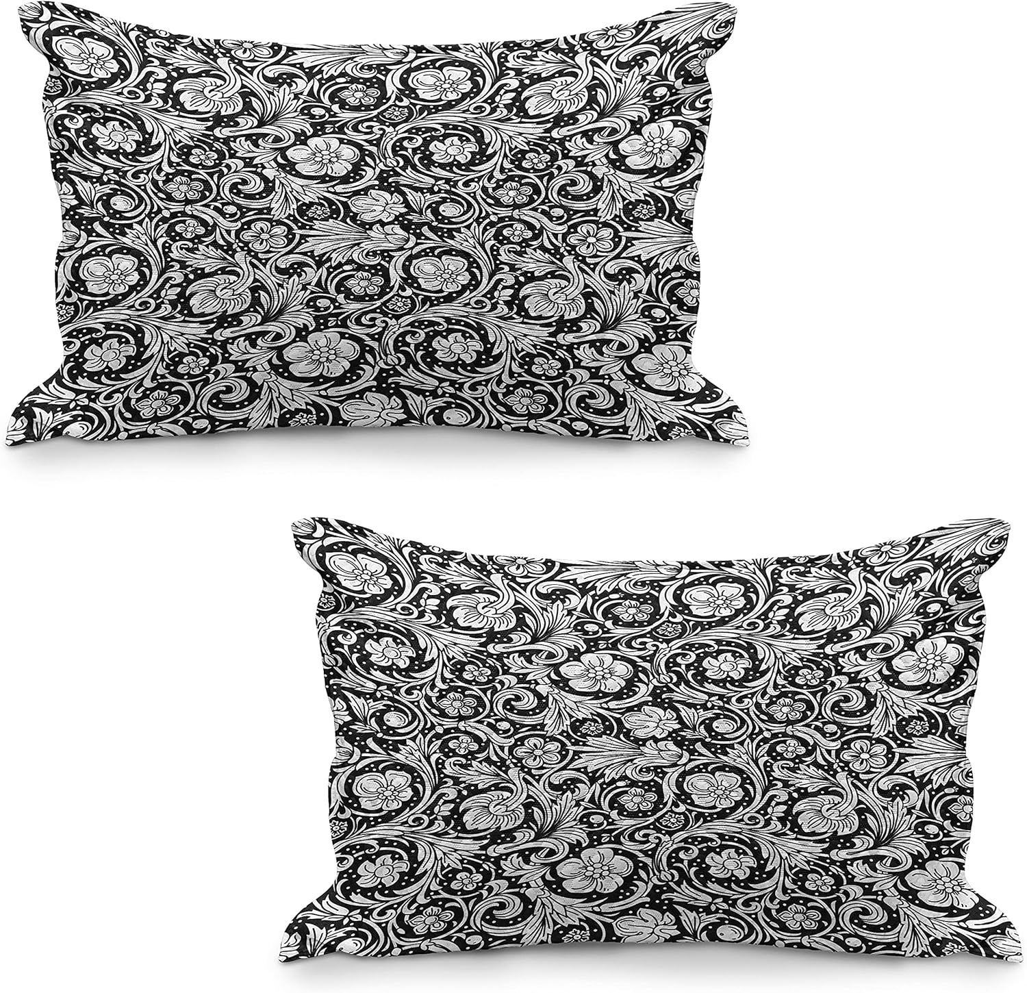 Lunarable Victorian Quilted Pillowcover Set of 2, Floral