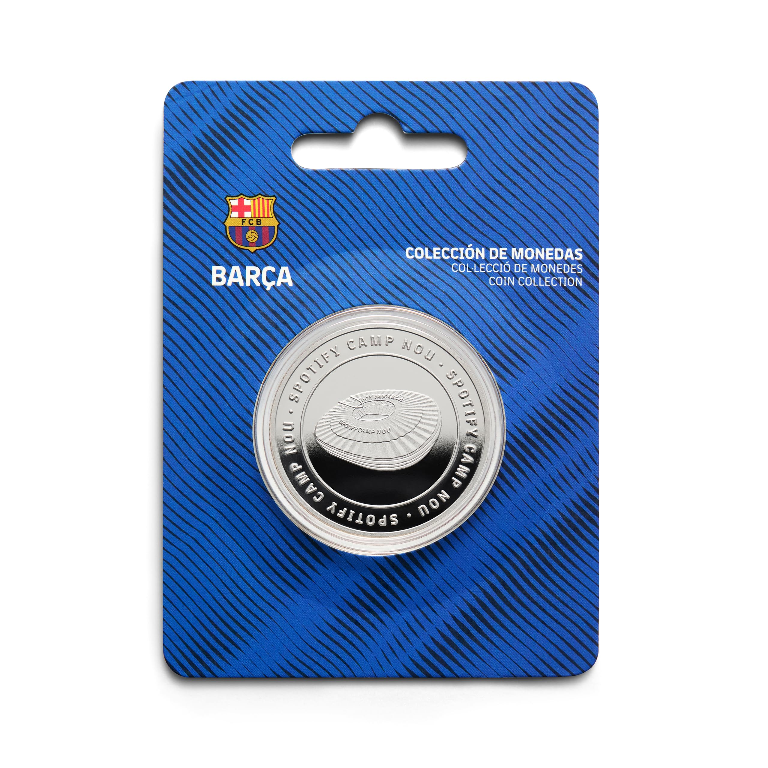 MOCIWORLD, FC Barcelona Collectible Special Edition, Official Coat of Arms, Spotify Camp NOU Stadium Engraving, Silver