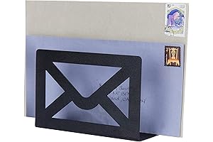 MyGift Black Metal Desktop Mail Holder Letter Organizer