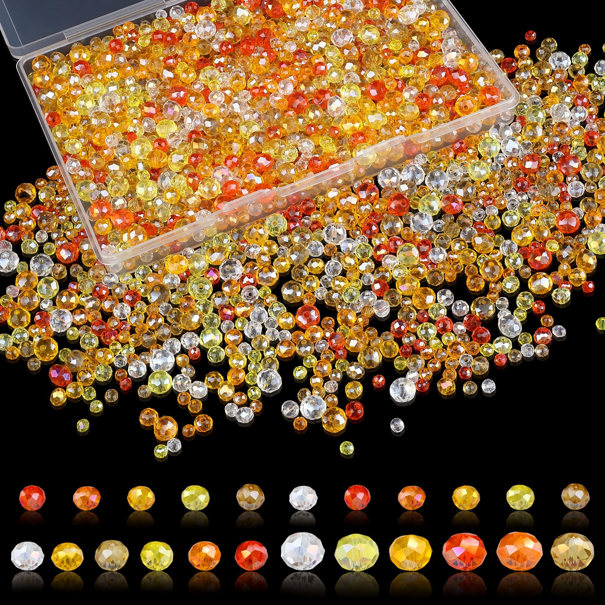 Sahoottie 1100PCS Orange Crystal Glass Beads for Jewellery Making