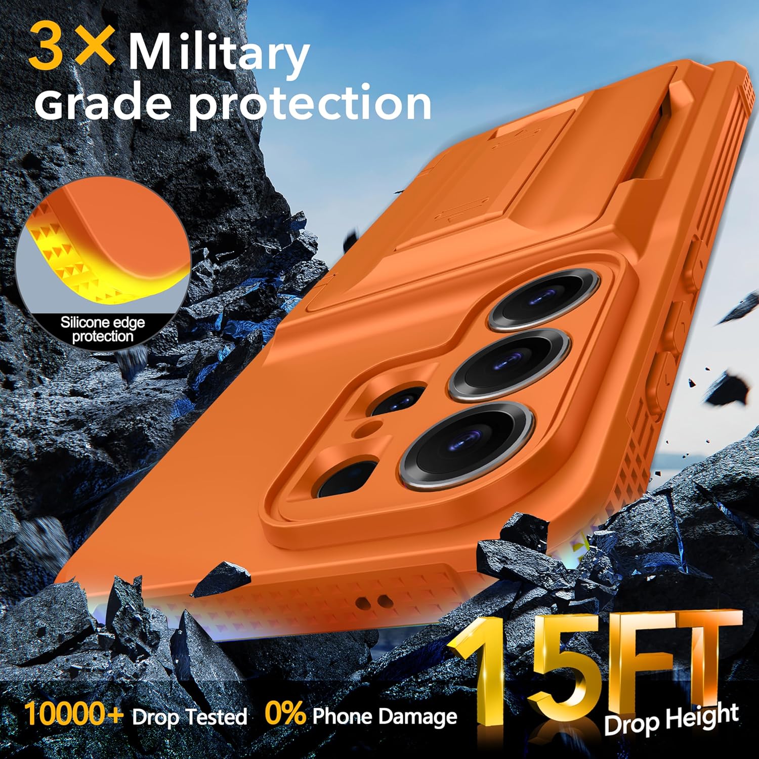 Oterkin for Samsung Galaxy S26 Ultra Wallet Case [4-5 Card Holder] [Kickstand] [RFID Blocking] [Full Camera Protection] [Military Grade Protection] Shockproof Rugged Phone Case for S26 Ultra, Orange