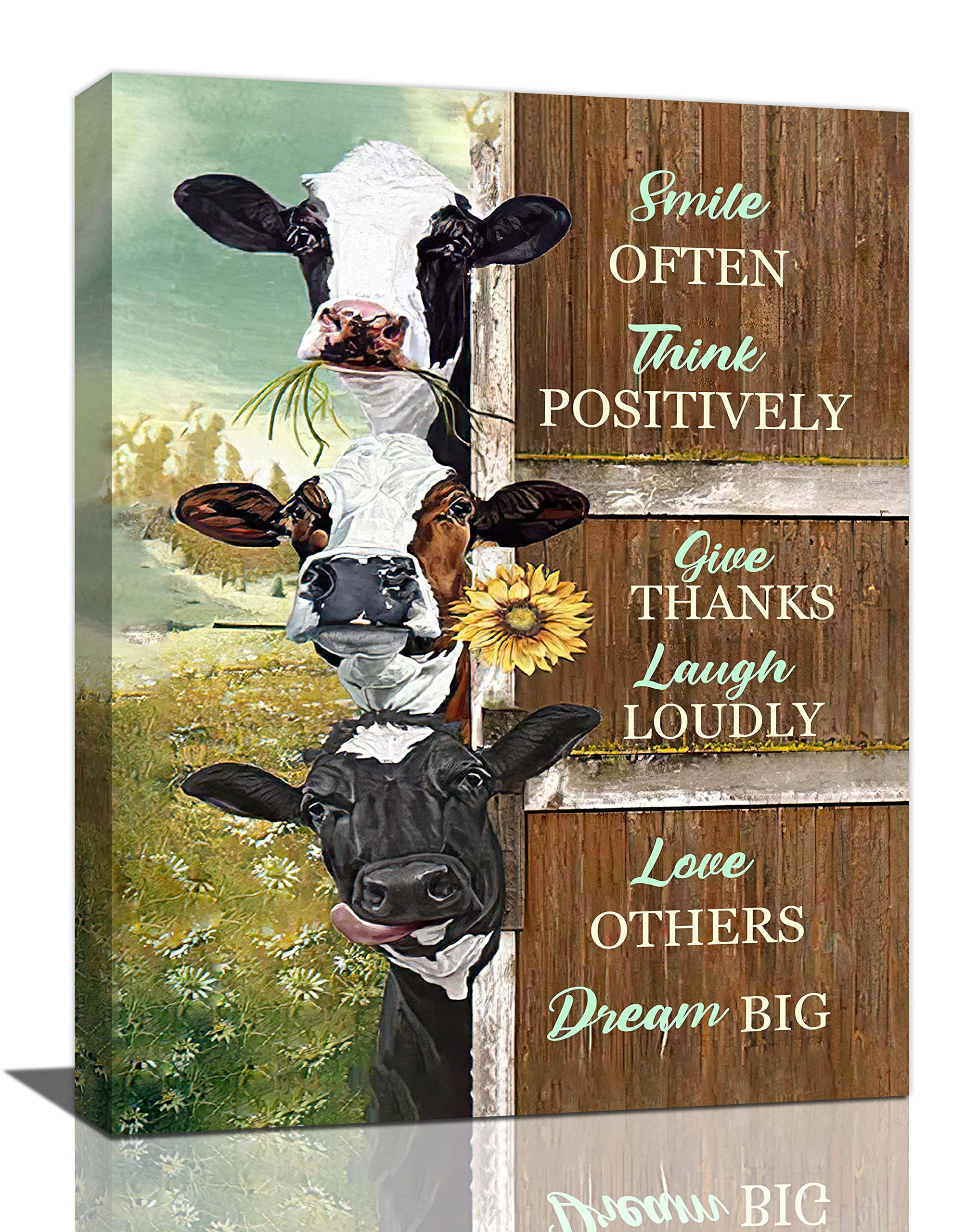 Amazon.com: Farmhouse Cow Wall Art Country Farm Cattle Sunflower ...