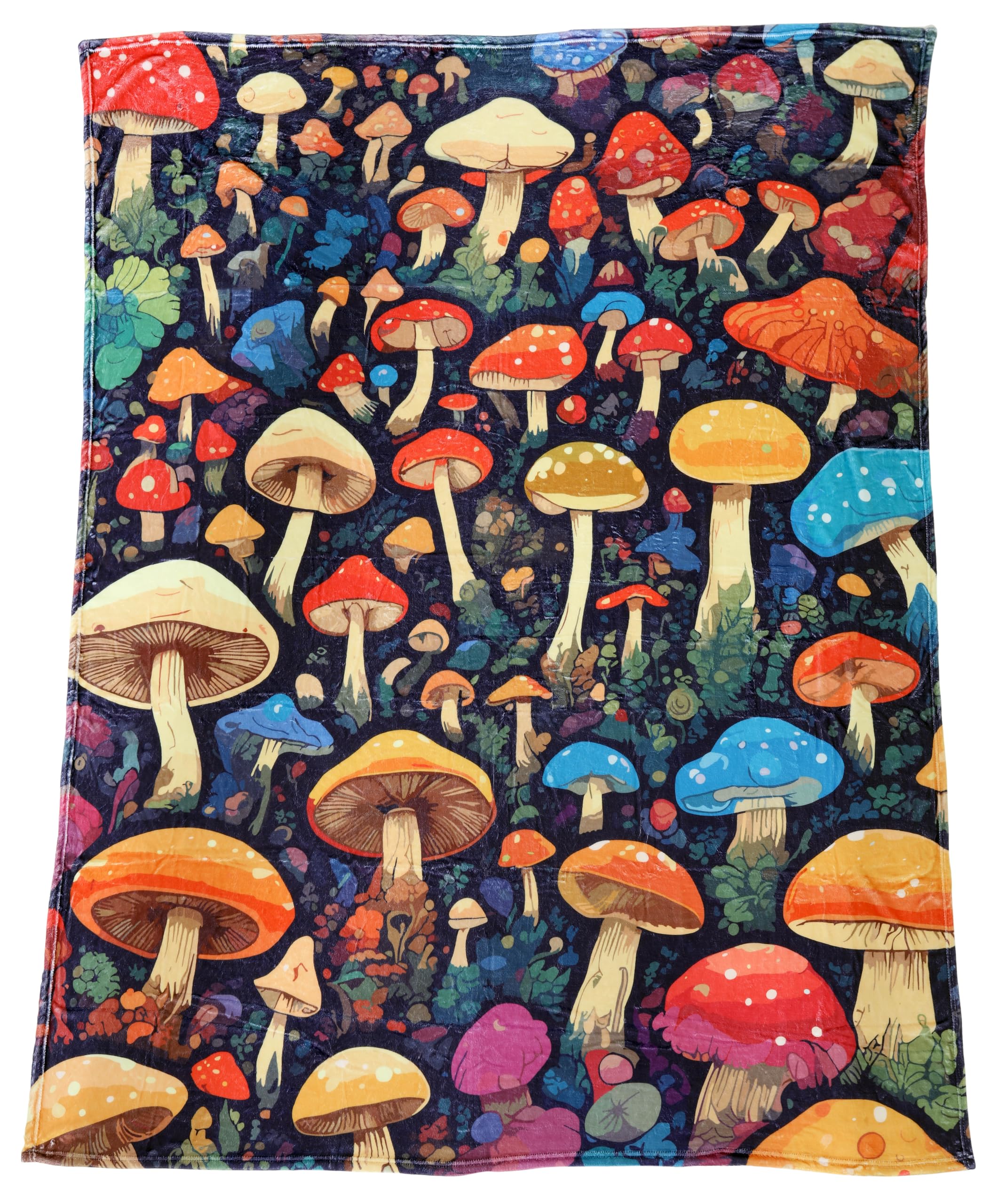 THE COLLECTION ROYAL Boho Throw Hippie Blanket and Aesthetic Room, Bedroom and Wall Decor Made from Fleece, Cozy and Warm Blankets and Throw for Winter or Gifts for Women (60x80, Mushroom Forest)