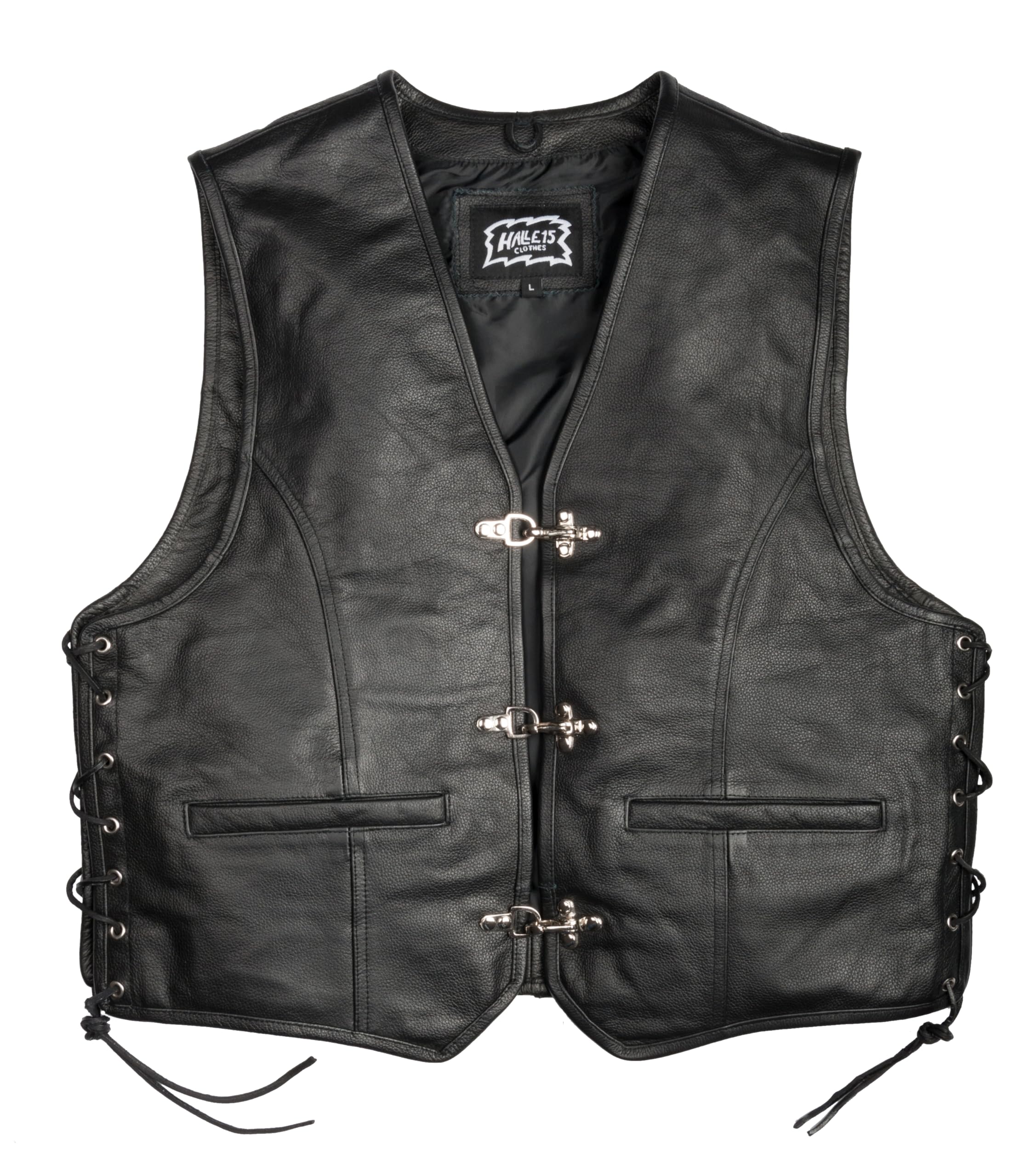 Biker Lederweste mit Schnallen Lederkutte Bikerweste Echtleder H15 Merch !