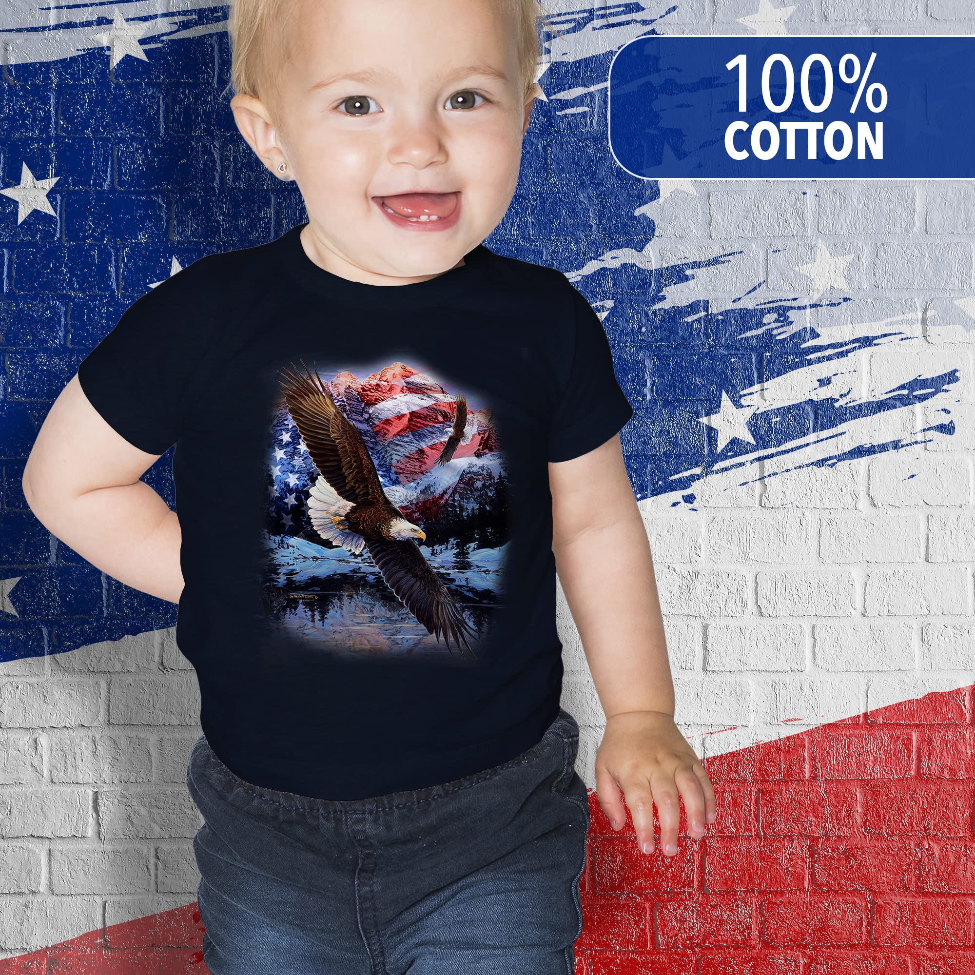 4th of July American Flag Bald Eagle Toddler T Shirt Navy 2T