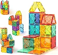 Mruikeny 30PC Magnetic Tiles Building Set for Kids 3-8 Years - STEM Magnet Blocks, Squares Stacking Toys, Toddler Birthday Gift